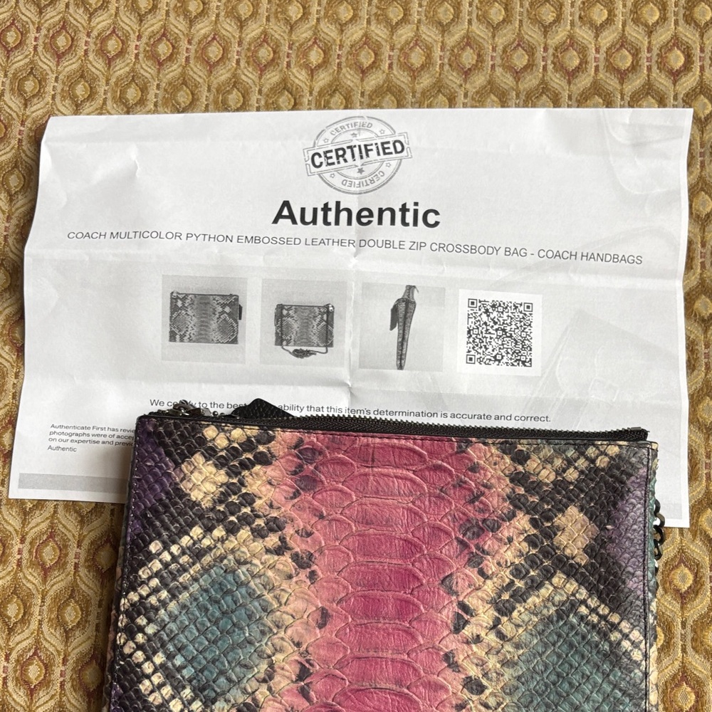 Coach Embossed Python Snake Skin Pink and Black Purse. - Picture 12 of 13
